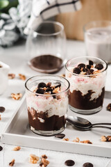 Rice pudding with chocolate and nuts