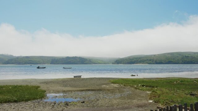 Panning Shot Of Tomales Bay In Point Reyes, CA.