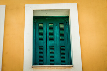 View of the facade of an old house in Greece
