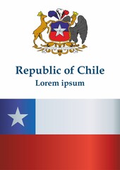 Flag of Chile, Republic of Chile. Template for award design, an official document with the flag of Chile. Bright, colorful vector illustration.