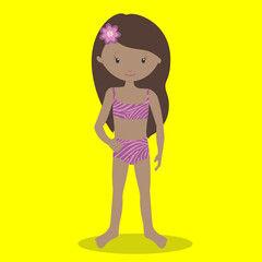 Fototapeta na wymiar swimming girl purple