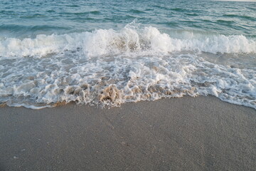 Sept 25, 2020 small waves at the Fort Tilden Beach, Queens, New York City, USA.