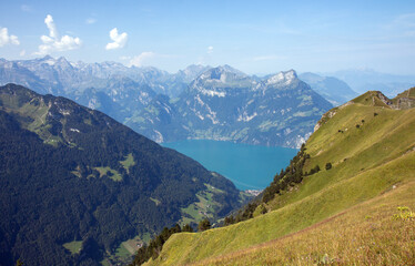 Lake Lucerne seen from Fronalpstock, near Stoos in the Swiss Alsp