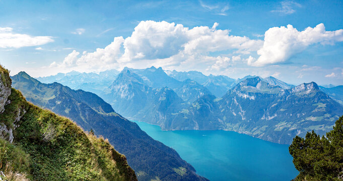 Lake Lucerne seen from Fronalpstock, near Stoos in the Swiss Alsp