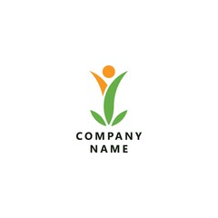 Healthy Life Leaf Human People Logo Design Template Vector