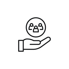 Customer service icon, line style. total inclusive service, concept of niche marketing and consumer or worker support. Vector illustration. Design on white background. EPS 10