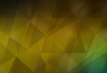 Dark Green, Yellow vector polygonal pattern.