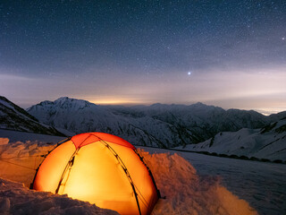 冬山 テント泊 絶景