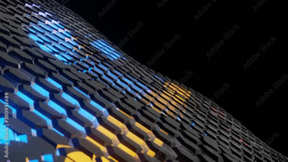 Poster abstract futuristic hexagons wave technology animation background 3d rendering