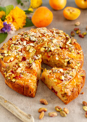 Rustic homemade apricot cake