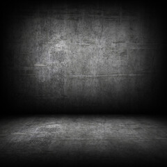 Grunge interior room with concrete wall and floor. Empty concrete space