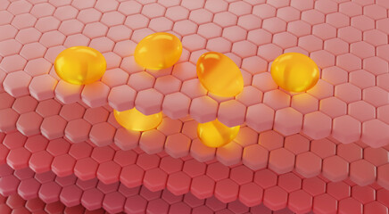 serum through the skin layer and reduce up saggy skin of the skin cell. 3d rendering.  