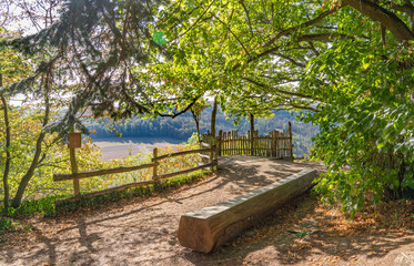 Viewpoint at Hagenstein, above the river Eder, near the famous lake Edersee, Germany