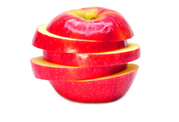 apple. Sliced red apple isolated on white background. 