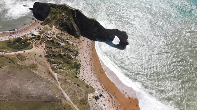 Stunning Aerial Drone Shot of Durdle Door taken on summer 2020