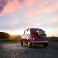 Old car in evening setting