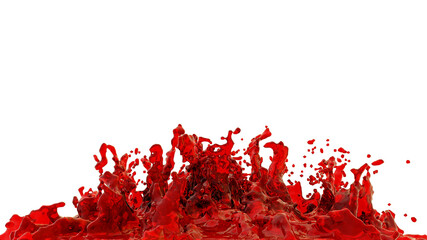 Splash of red juice. Isolated on a white background. Red wine splash illustration. 3d rendering. High resolution.