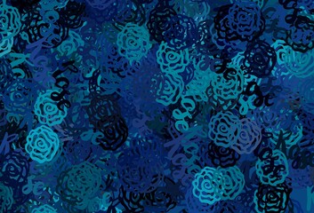 Dark BLUE vector template with chaotic shapes.