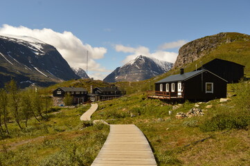 Fototapeta premium Hiking and climbing Kebnekaise, Sweden's highest peak, in Lapland