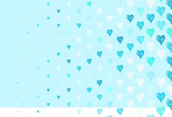 Light Blue, Green vector background with hearts.