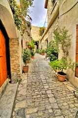 Fototapeta na wymiar Old street in Pano Lefkara - a village on the island of Cyprus.