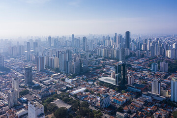 Fototapeta premium Aerial view of Silvio Romero Square, in the eastern part of the city of Sao Paulo, Brazil