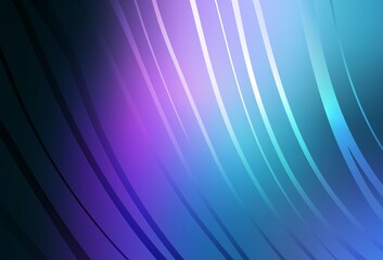 Dark Pink, Blue vector background with curved lines.