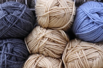 Balls of wool for knitting gray, brown