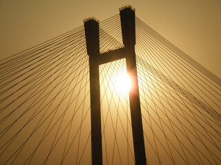 Kolkata Riverfront on the banks of Ganga or Hooghly River, photo taken around sunset time.