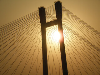 Kolkata Riverfront on the banks of Ganga or Hooghly River, photo taken around sunset time.