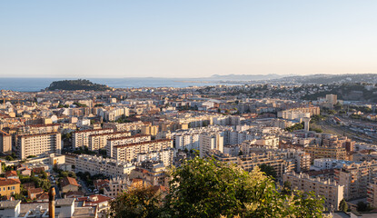 Fototapeta na wymiar Panoramic view of Nice on the Cote d'Azur