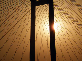 Kolkata Riverfront on the banks of Ganga or Hooghly River, photo taken around sunset time.