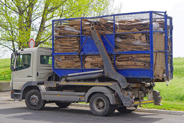 Cardboard recycling truck