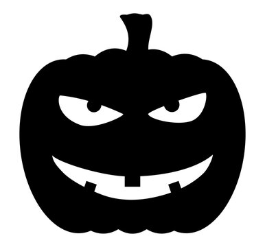 Halloween carved pumpkin icon silhouette. Cartoon vector illustration isolated on white background.