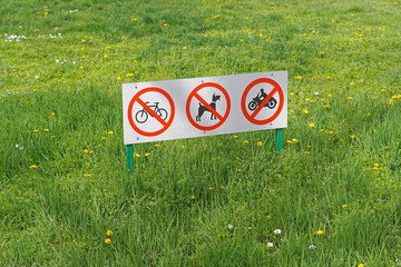 Restrictions signs board