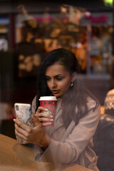 woman drinking coffee