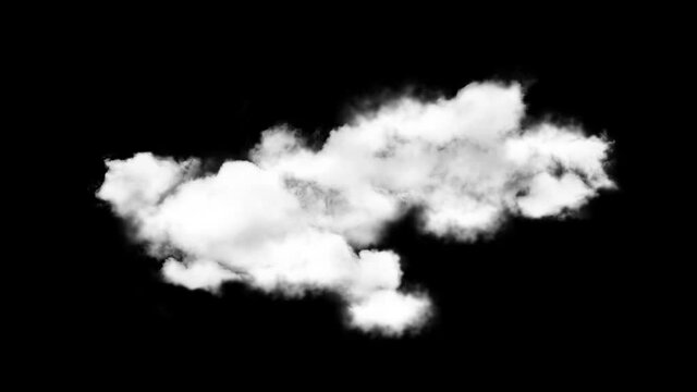 Beautiful 4k Cloud loop Timelapse Fast Billowing cloud isolated on black background with Green Screen, light rays shining through. Steam, Transition, Smoke, Storm, Weather, Nature, Rain, Cloudscape,