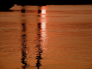 Kolkata Riverfront on the banks of Ganga or Hooghly River, photo taken around sunset time.