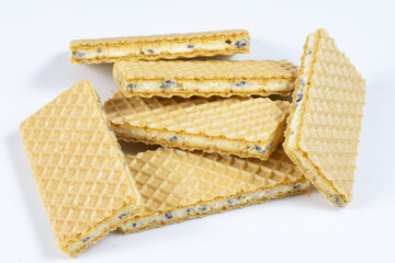 gaufrettes fourrés isolé sur un fond blanc