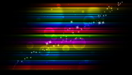 ビビッドな光の線ときらめく粒子