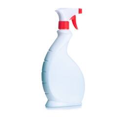 White cleaning bottle spray on white background isolation