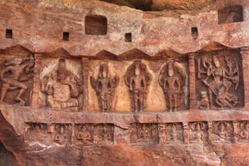 Badami cave temples, complex of Hindu and Jain cave temples located in Badami, Bagalkot district in northern part of Karnataka, India. Built by Chalukya.