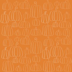 Many shape of pumpkins with white line for background or pattern