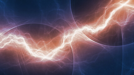 Blue and orange plasma lightning background