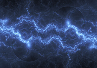 Blue lightning, abstract electrical background