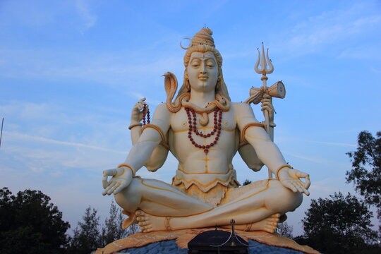 Early Morning, Lord Shiva Statue with beautiful sky, Bijapur, Shivagiri, Karnataka