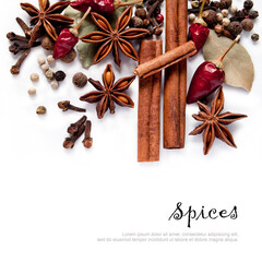 Christmas spice on the white background