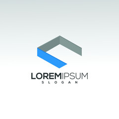 Construction logo design with letter C shape icon. Initial letter C on building symbol