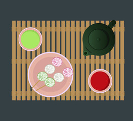 Mid-Autumn Festival. Vector illustration. Japanese food