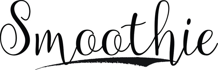Smoothie Cursive calligraphy Black Color Text On 
White Background